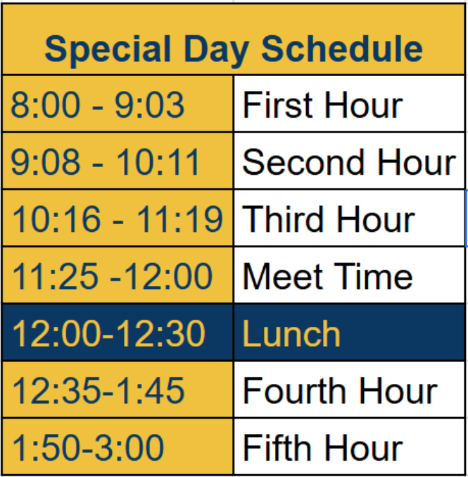 Special Schedule
