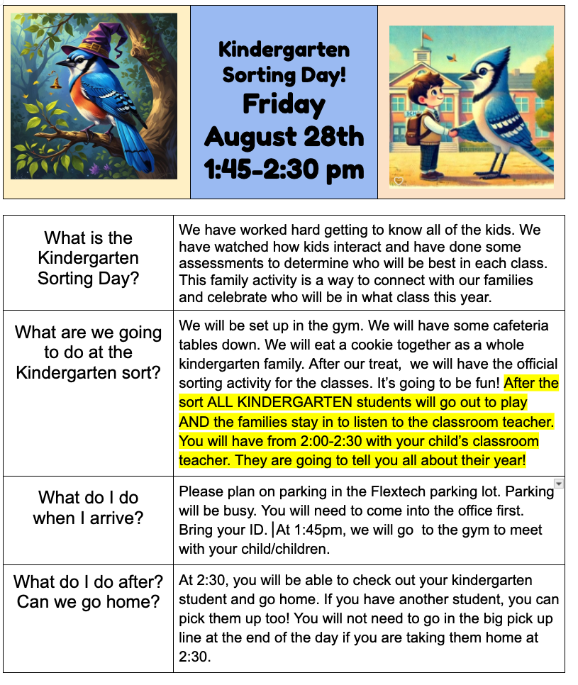 Kindergarten Families Only