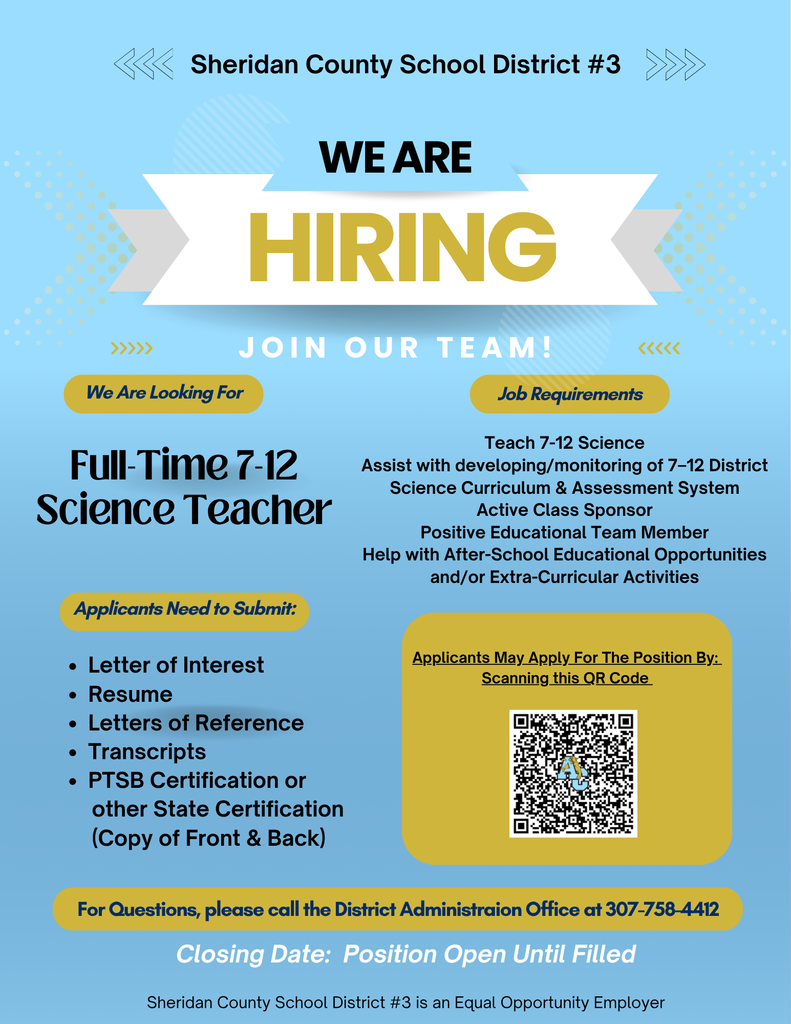 Full-Time 7-12 Science Teacher 2026-2027