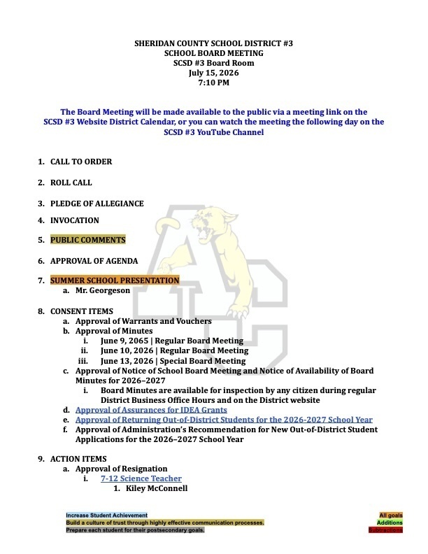 July 14 & 15, 2026, Board Meetings