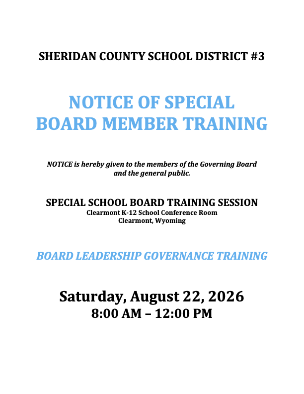 Notice of Board Member Training
