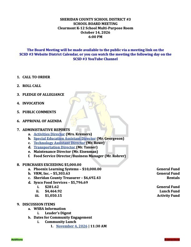 October 2026 Agenda 2