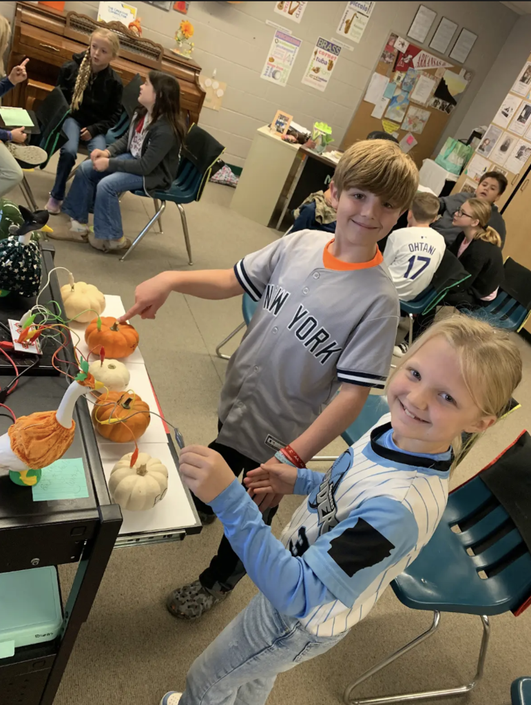 Students creating and playing their compositions.