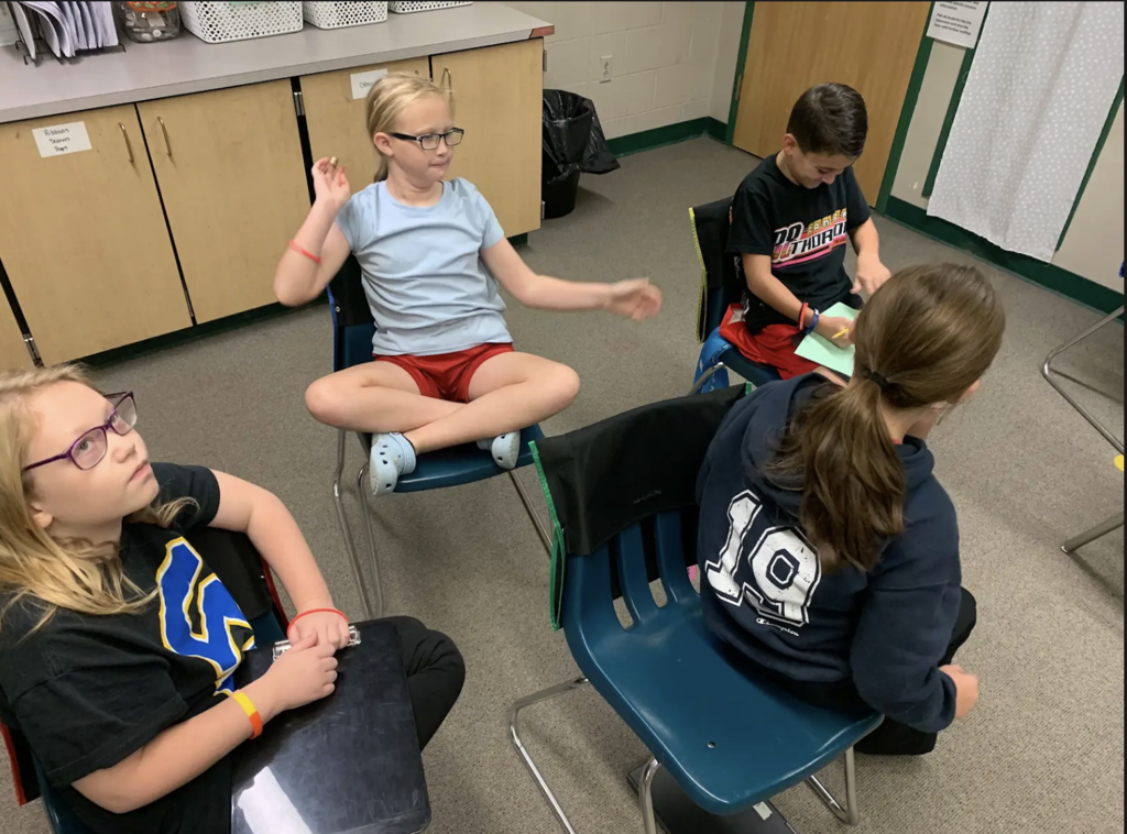 Students creating and playing their compositions.