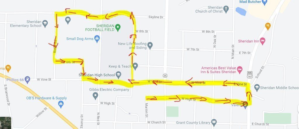 Homecoming parade map