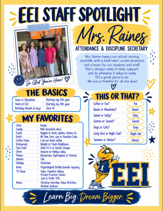 EEI Staff Spotlight - Mrs. Raines