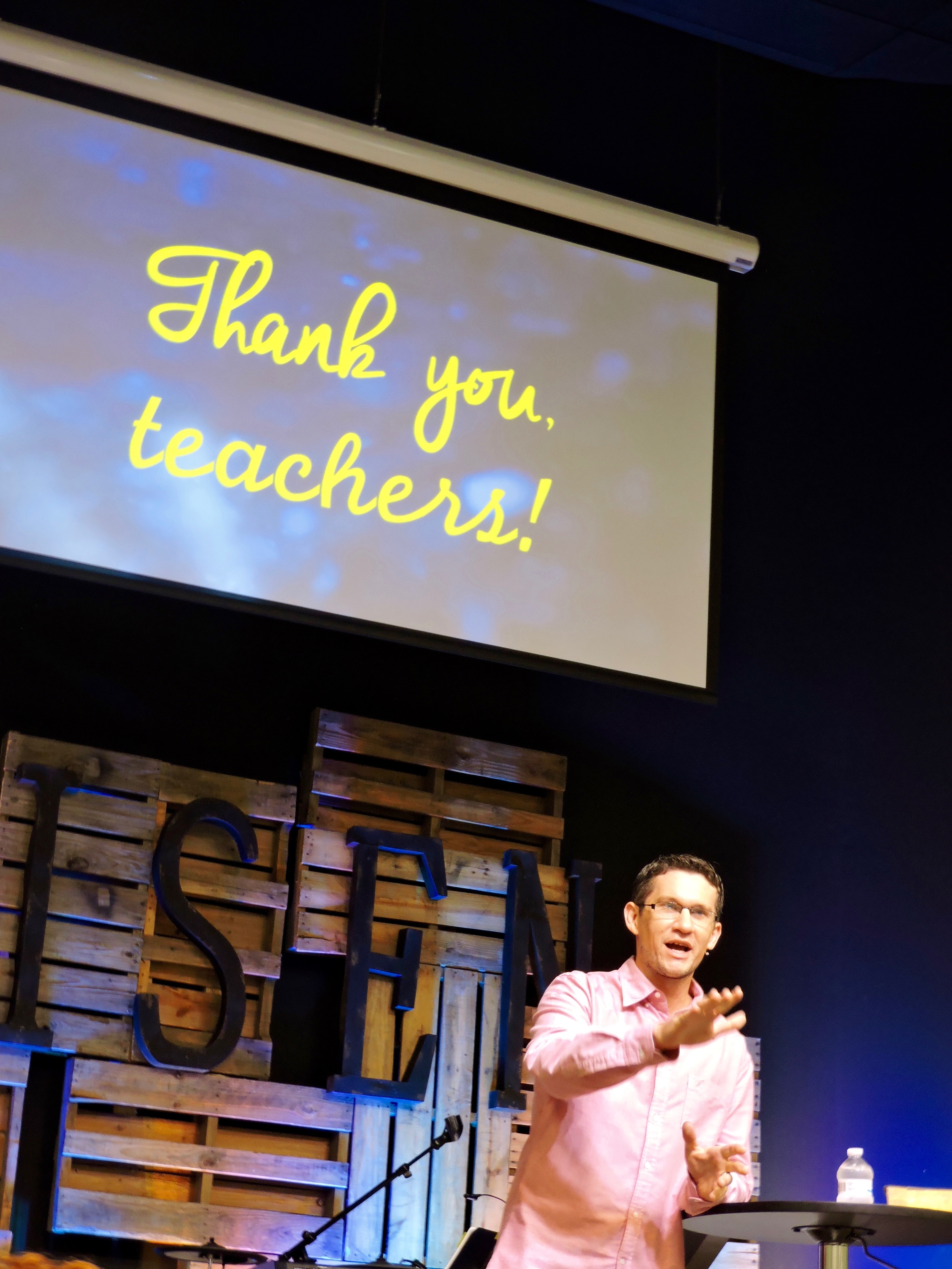 Pastor shows Teacher's appreciation during service Pastor shows Teacher's appreciation during service