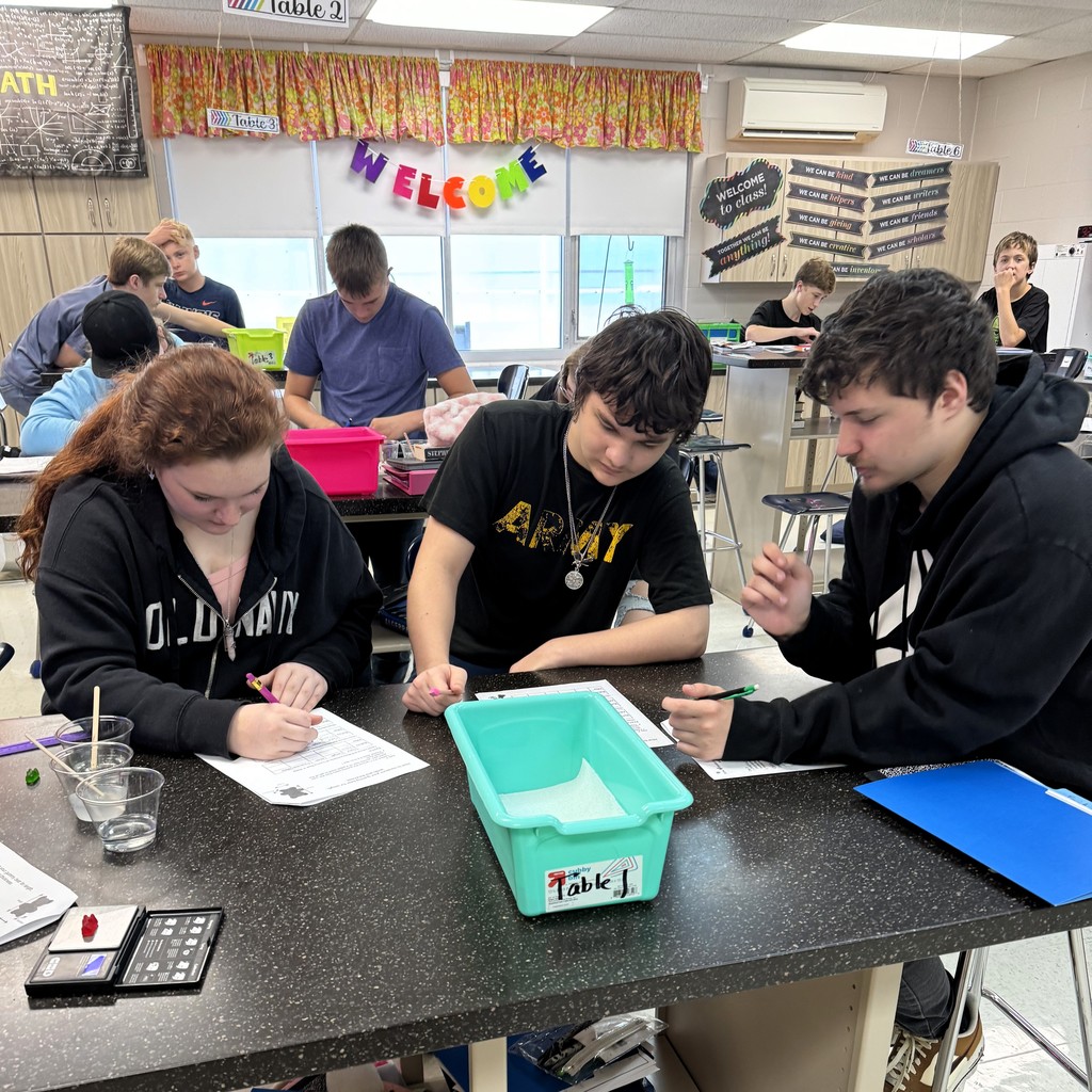 Science students working on a gummy bear lab