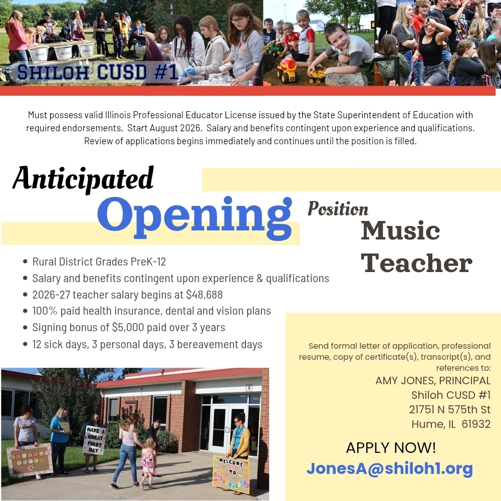 2026-2027 job opening for music teacher