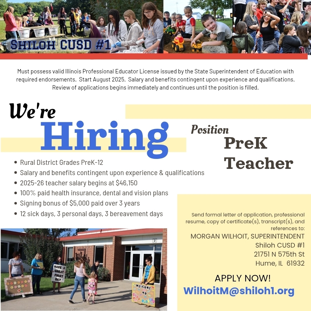 2025-2026 job opening for prekindergarten teacher