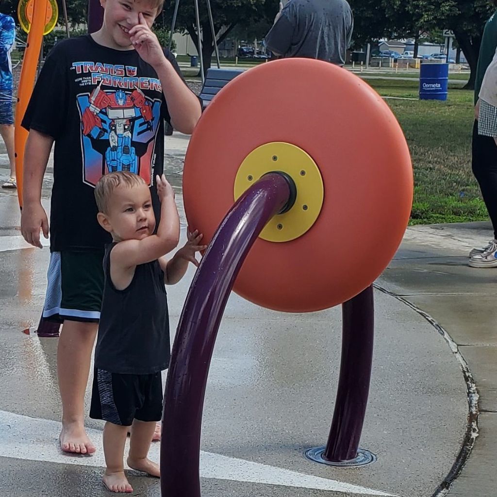 July 2025 PIP group connection photos from Arcola splash pad