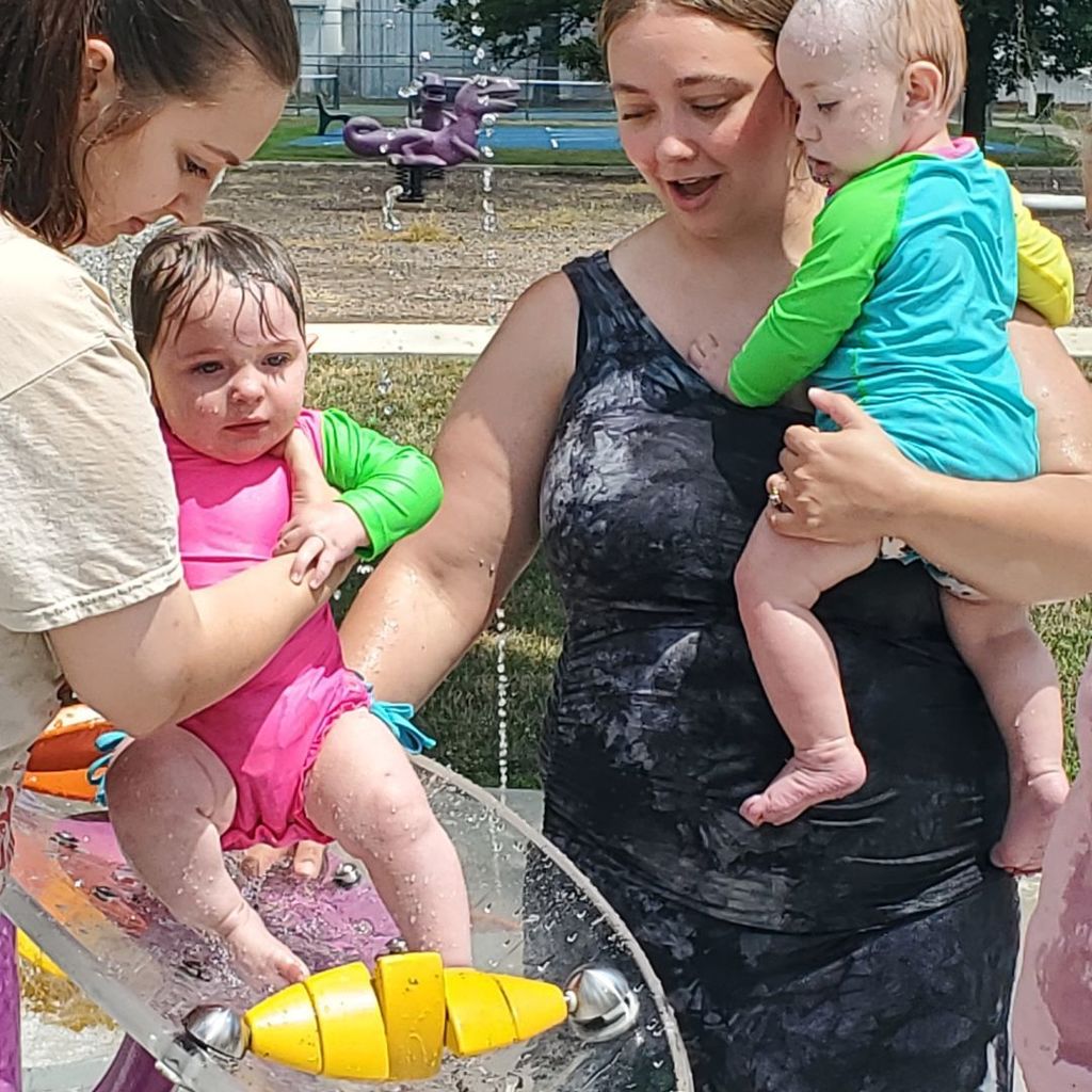 July 2025 PIP group connection photos from Arcola splash pad