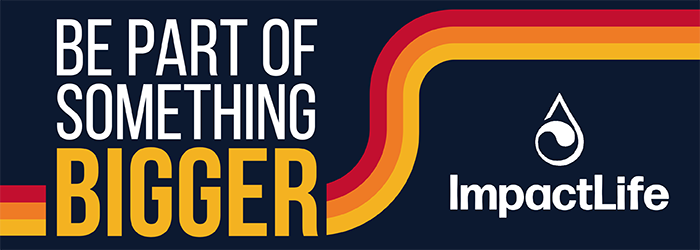 "Be part of something bigger" Impact Life blood drive graphic text
