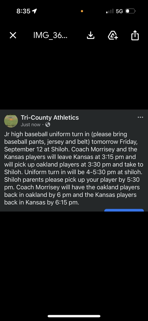 JH baseball uniform