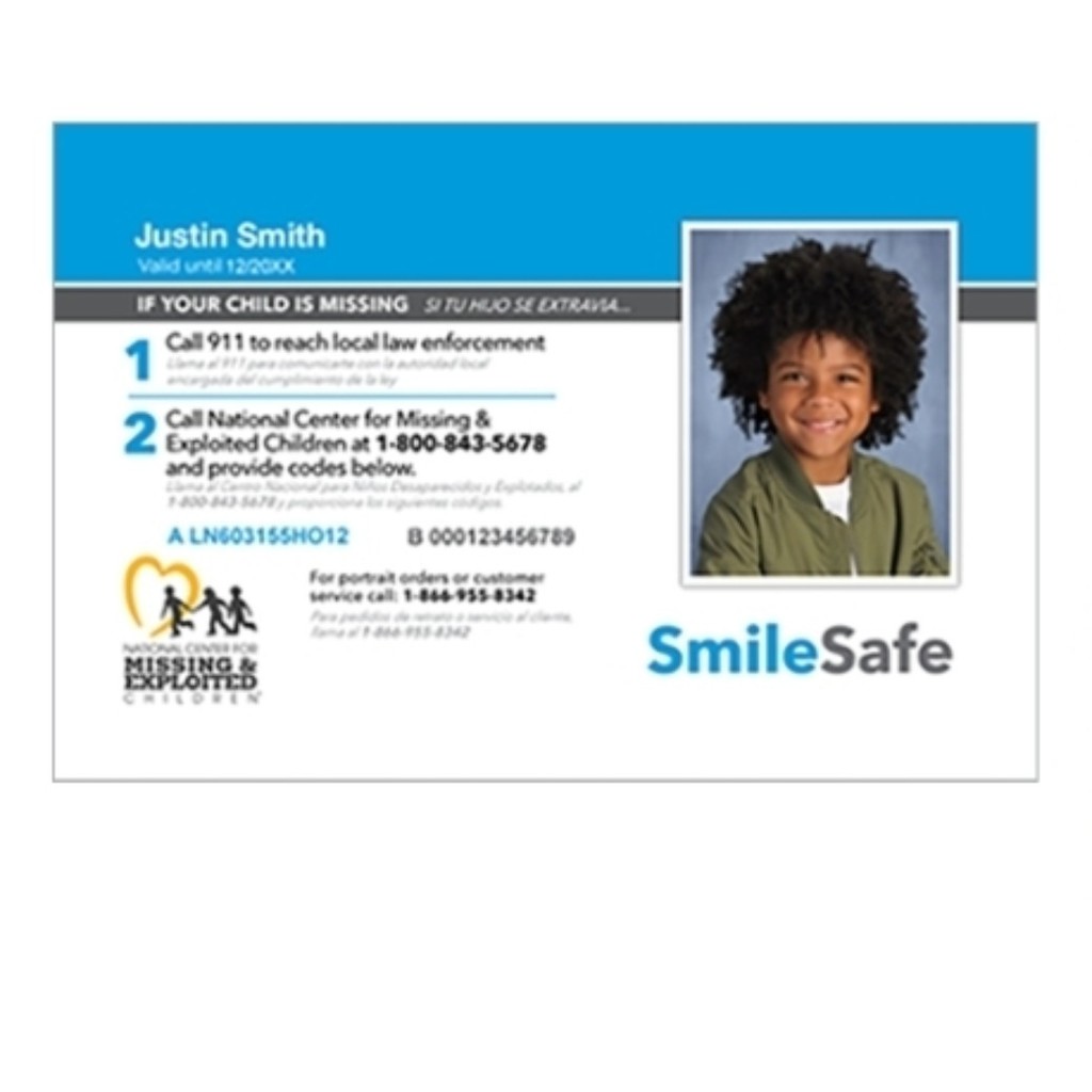 Smile Safe card example photograph from LifeTouch school photos
