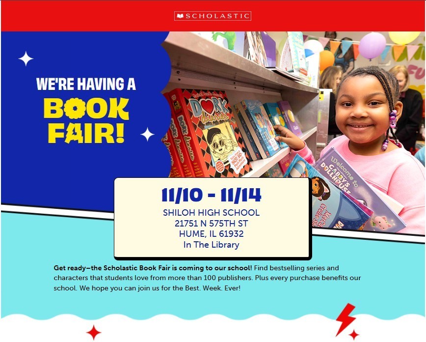 Shiloh Scholastic Book Fair November 10-14, 2025