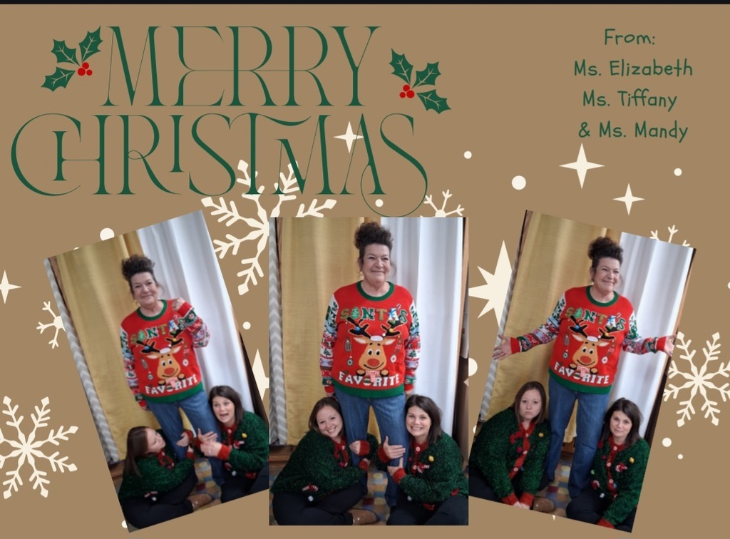 Christmas card that from Ms. Elizabeth, Ms. Tiffany, and Ms. Mandy