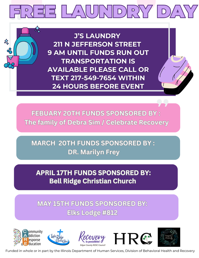 Free laundry days in Paris, Illinios on 2/20/26, 3/20/26, 4/17/26, and 5/15/26