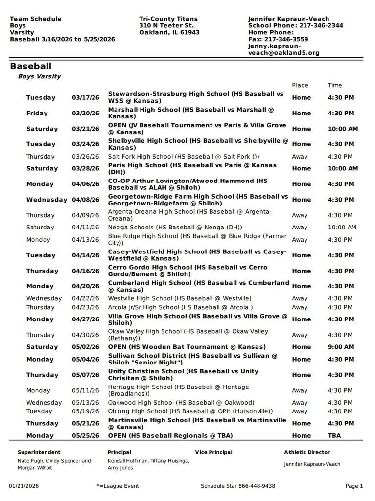 Pdf of boys varsity baseball schedule