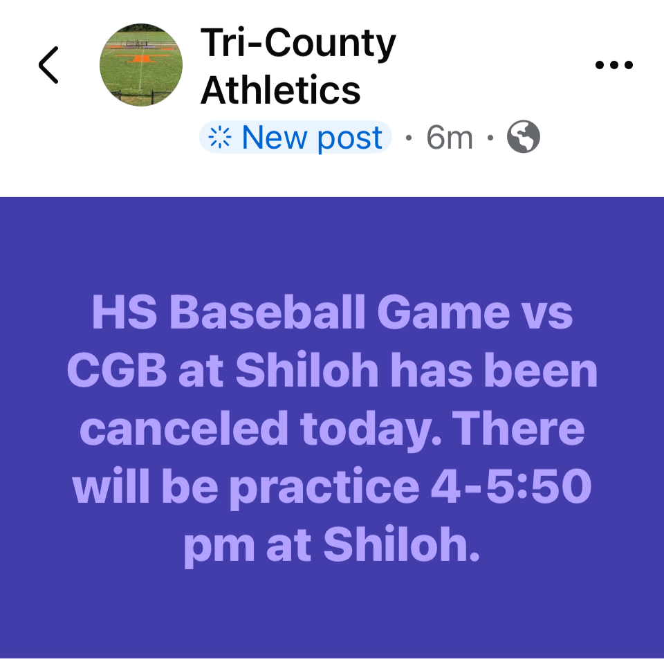 Today's baseball game has been cancelled (April 16, 2026)