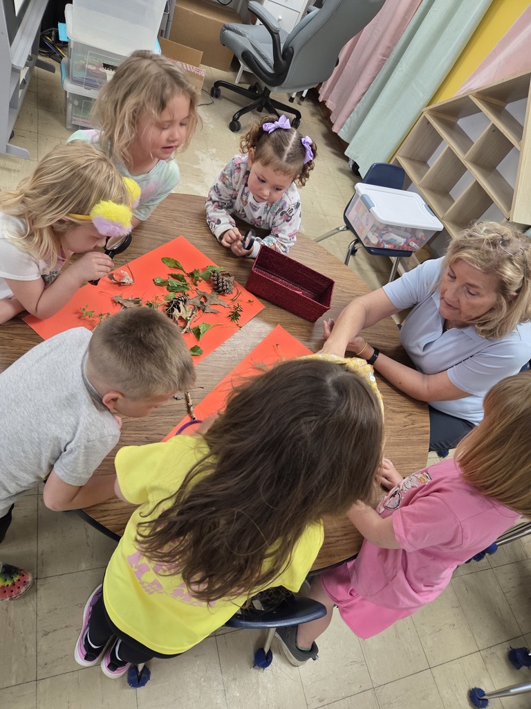 Shiloh Prekindergarten students using nature to craft for Earth Day 2026