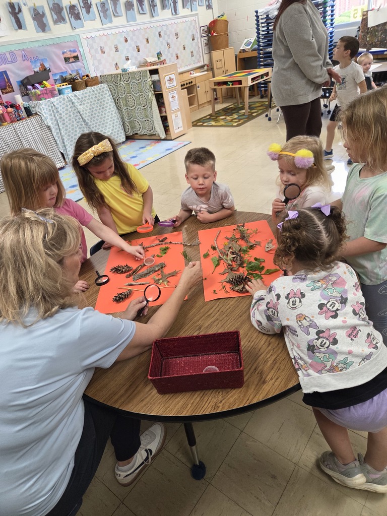 Shiloh Prekindergarten students using nature to craft for Earth Day 2026