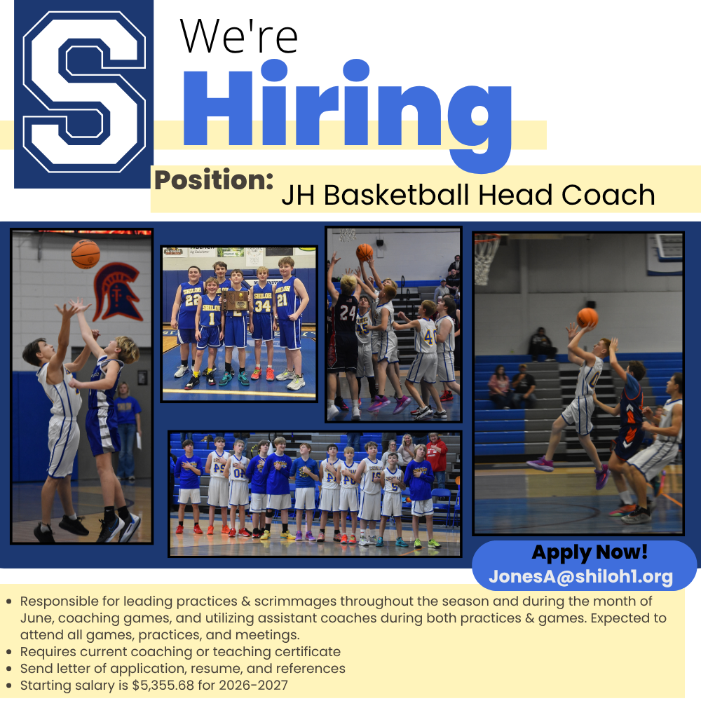 Junior high basketball coach needed for 2026-2027 season