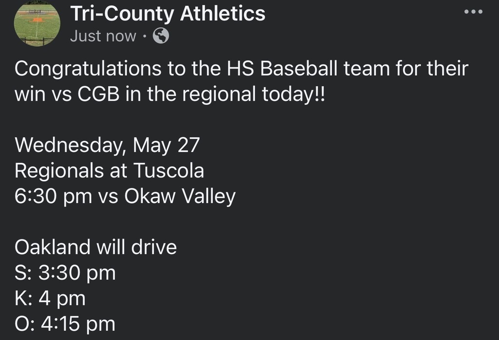 Congratulations HS baseball advances
