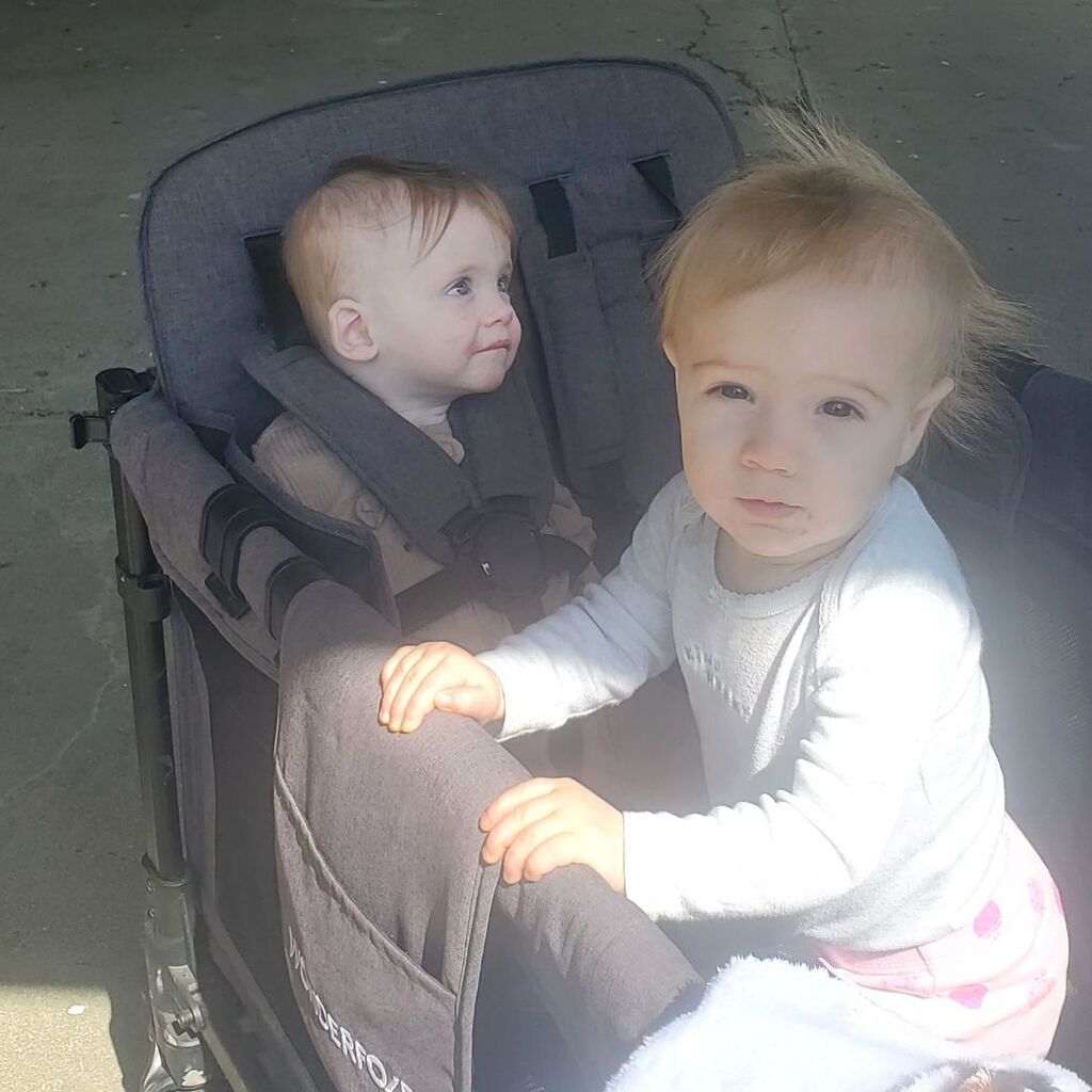 Photos of toddlers and familes on a playground for the May Partnership-in-Parenting group connection