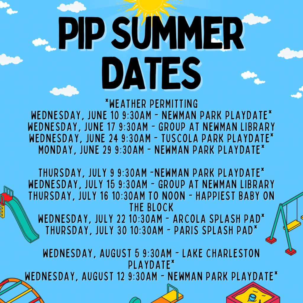 PIP Summer dates for June, July, and August of 2026