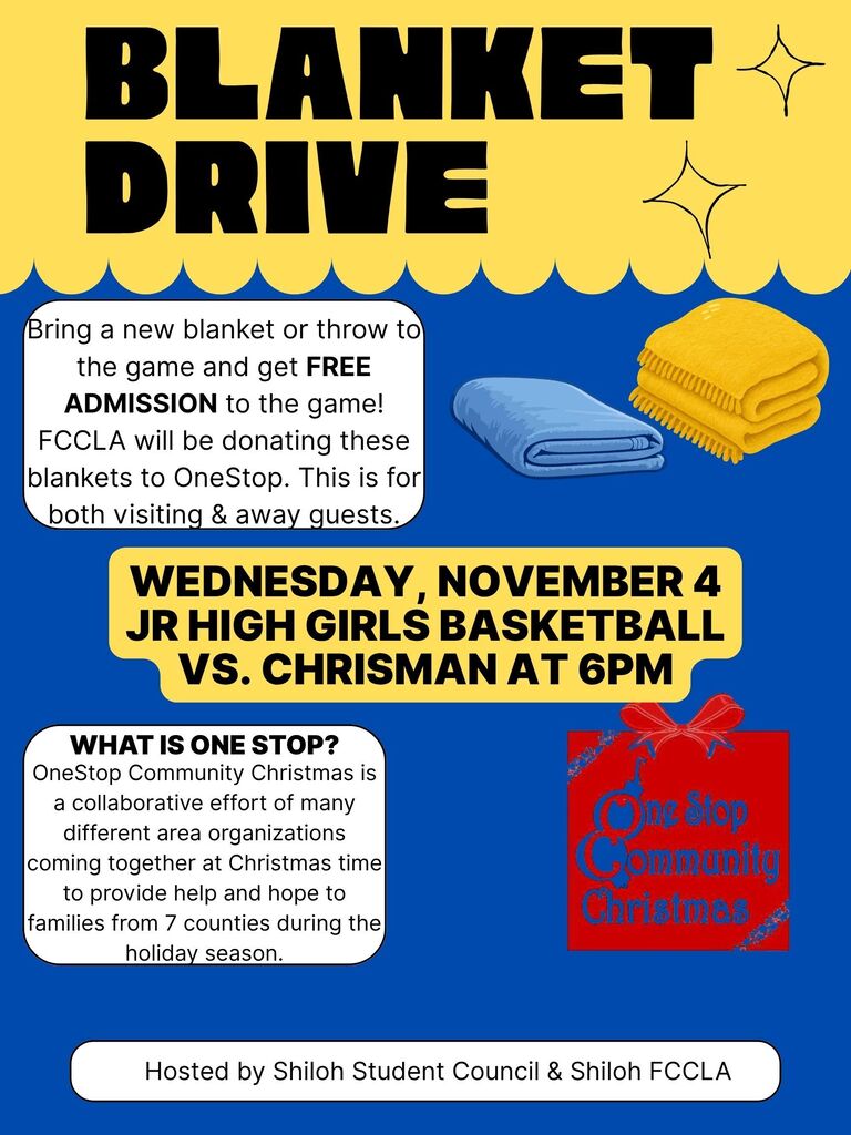 Blanket drive at JH Volleyball game on Wednesday, November 4, 2026
