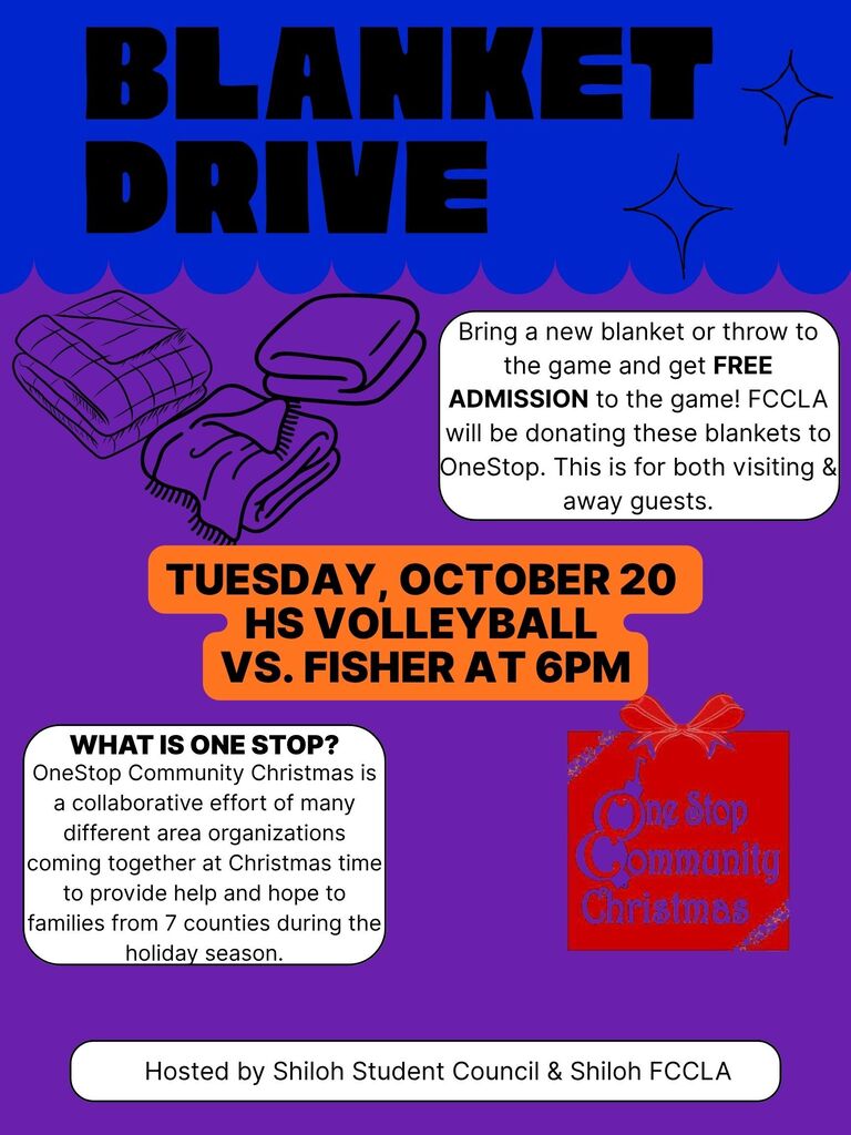 Blanket drive at HS Volleyball game on Tuesday, October 20, 2026