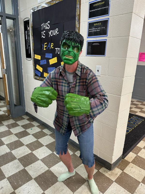 Ms. Sisk dressed as the Incredible Hulk