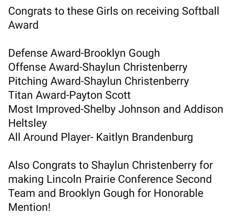 Congratulations to Baseball and Softball award winners