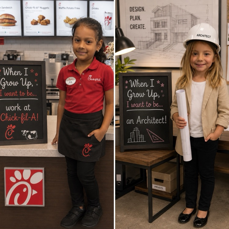 students dressed as their future career