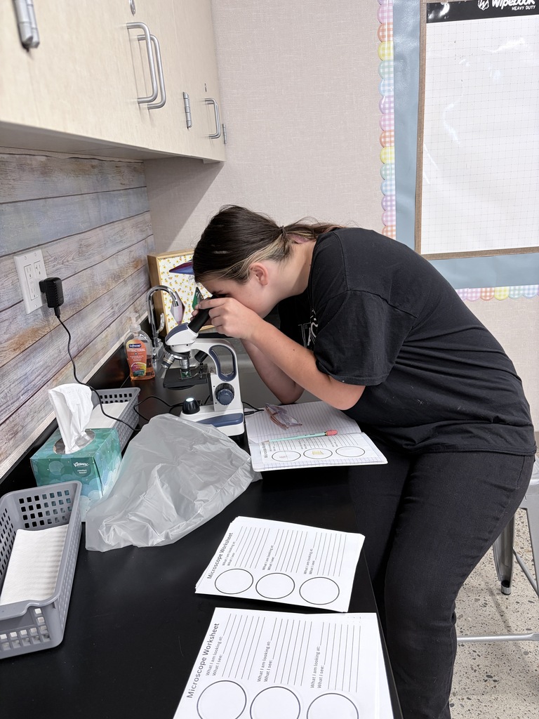 7th grade scientists using microscopes in the science lab.