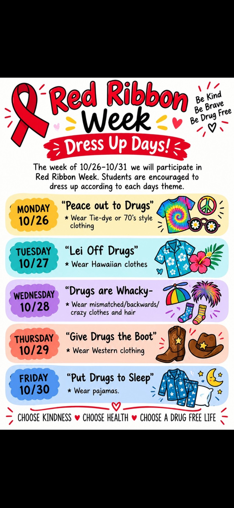 red ribbon week dress up days flyer