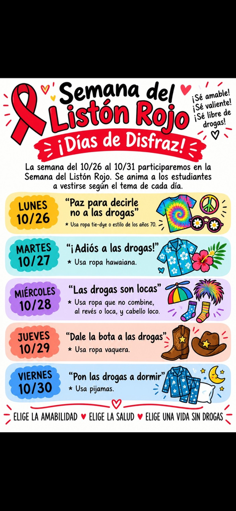 red ribbon week dress up days flyer