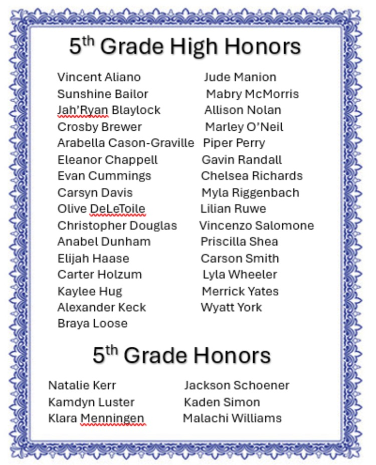 5th grade honors 