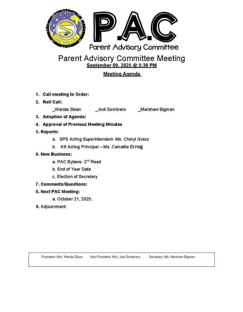 PAC Agenda