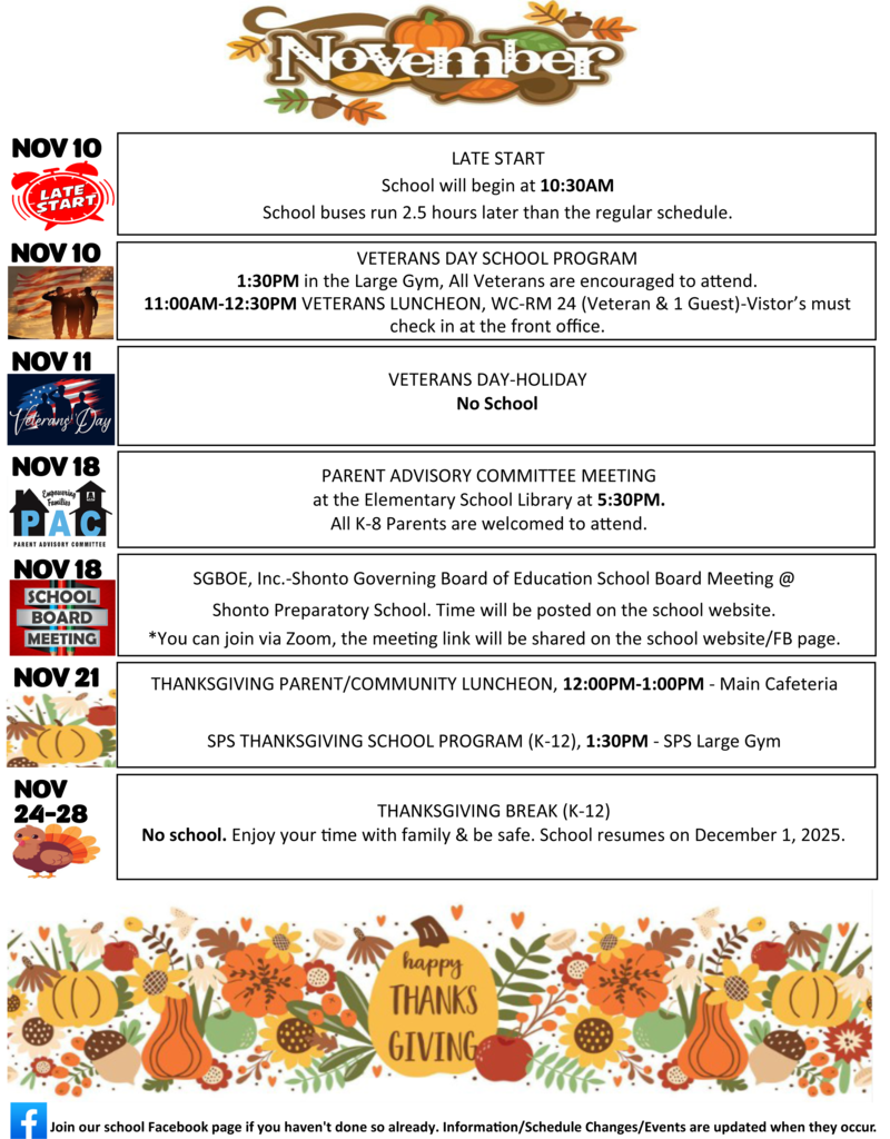 Nov 25 K-8 Calendar