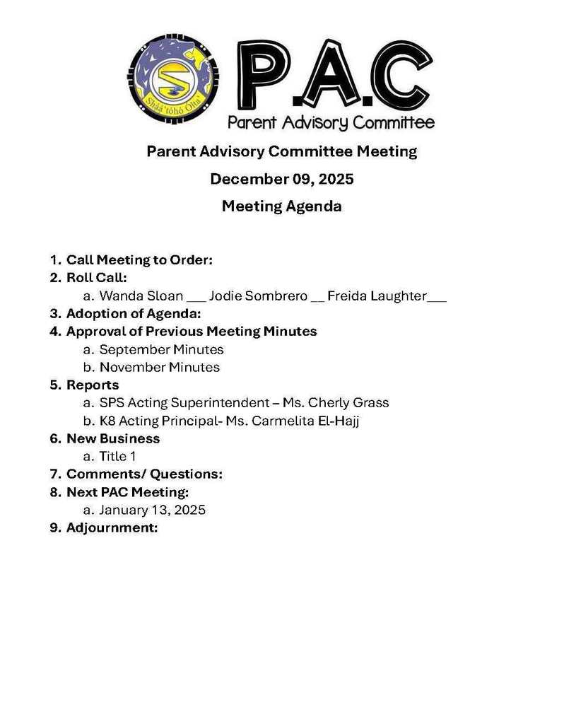 PAC Agenda