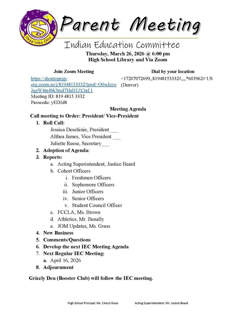 Indian Education Committee Monthly Meeting