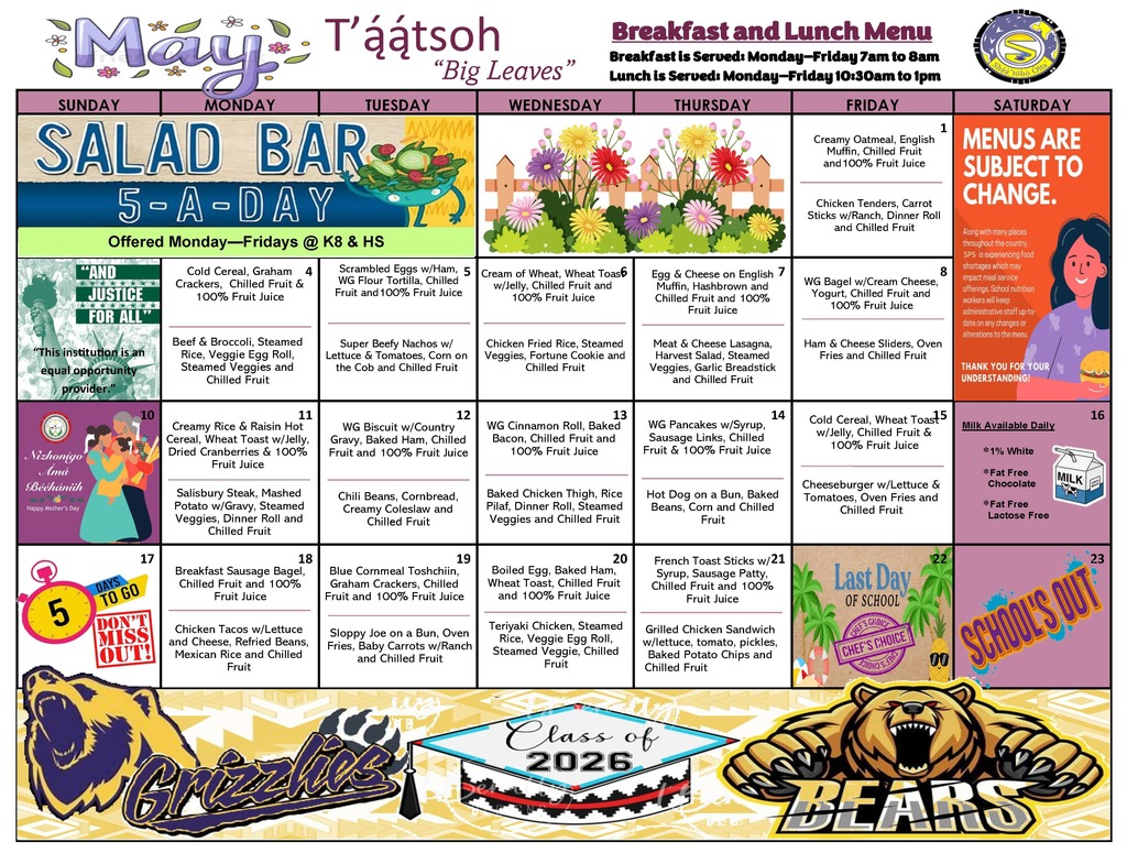 May Breakfast Lunch Menu