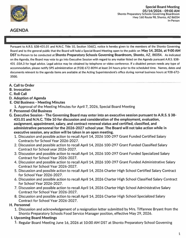 Board agenda page 1