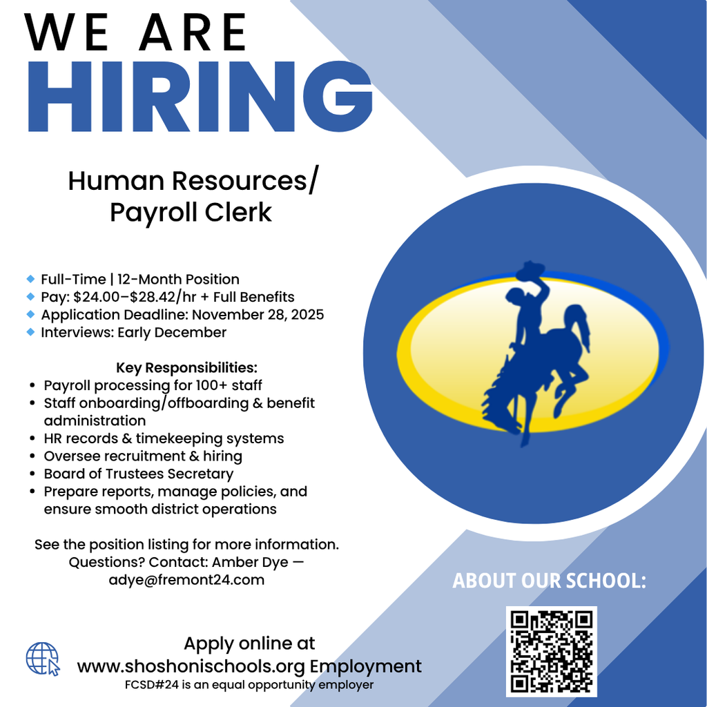 we are hiring! Human Resources/Payroll Clerk. details available at https://www.applitrack.com/fremont24/onlineapp/default.aspx?AppliTrackJobID=1479&ref=