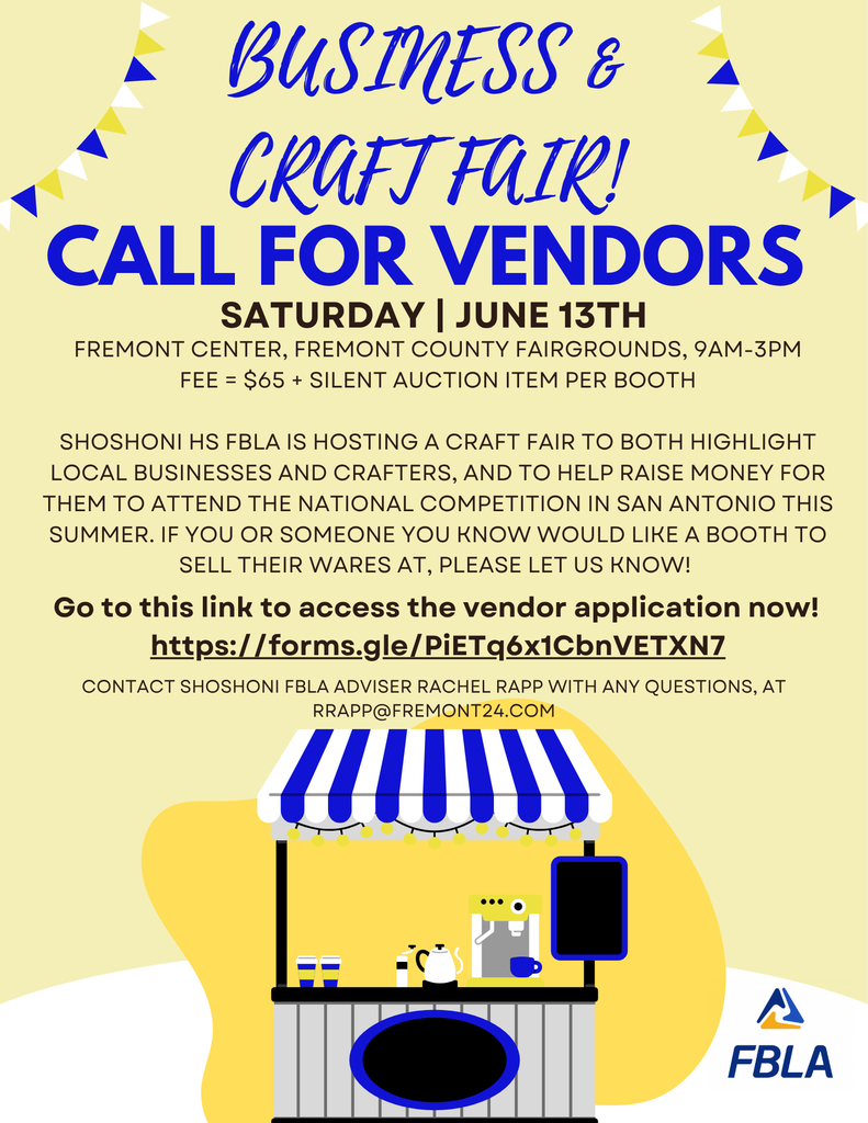 Call for vendors for business and craft fair at Fremont County Fairgrounds on June 13th, 2026