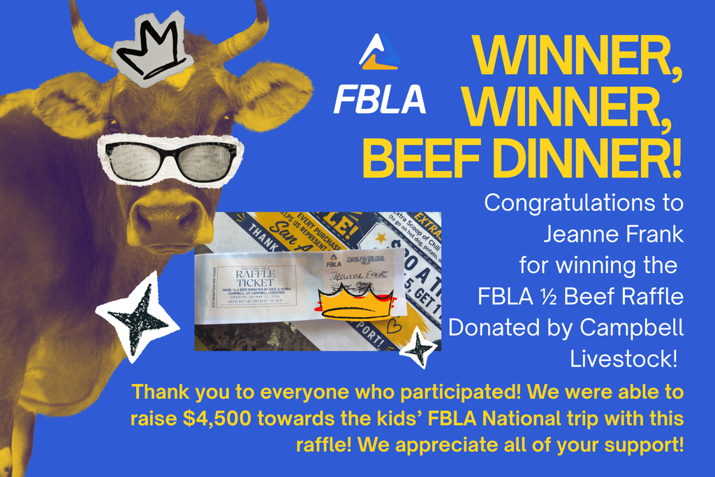 Jeanne Frank won our Beef Raffle for FBLA! Congrats!