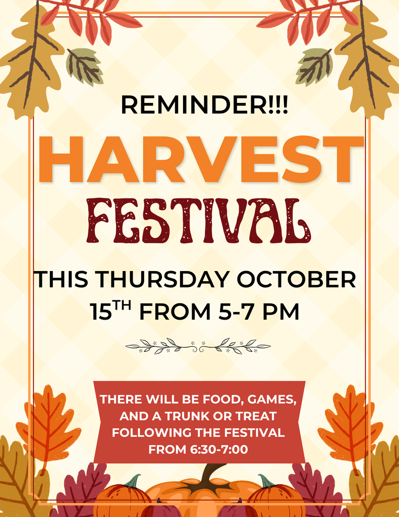 Harvest Festival Flyer reminder 5-7pm thursday