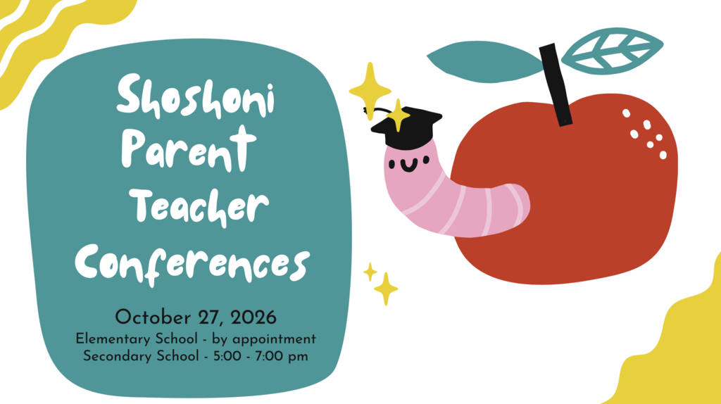 Parent Teacher Conference information with a red apple and a pink worm coming out of it that has a graduation hat on it.